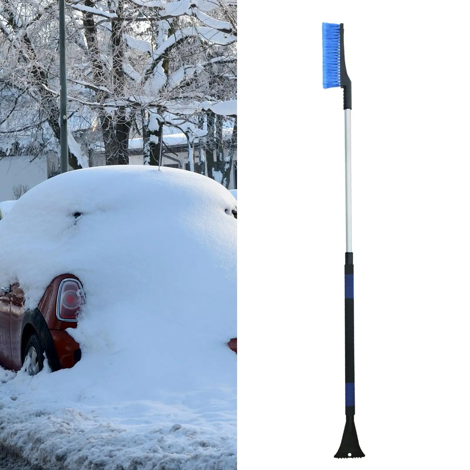 Telescoping Ice Scraper Snow Remover Compact Design Multi-Function Durable