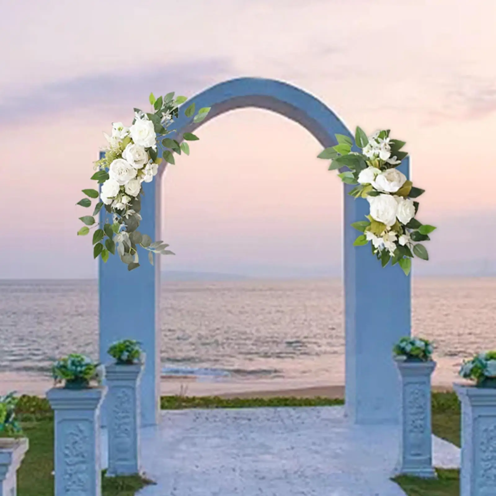 2x Silk Wedding Arch Flowers Centerpieces Kit Welcome Corner Home Decor