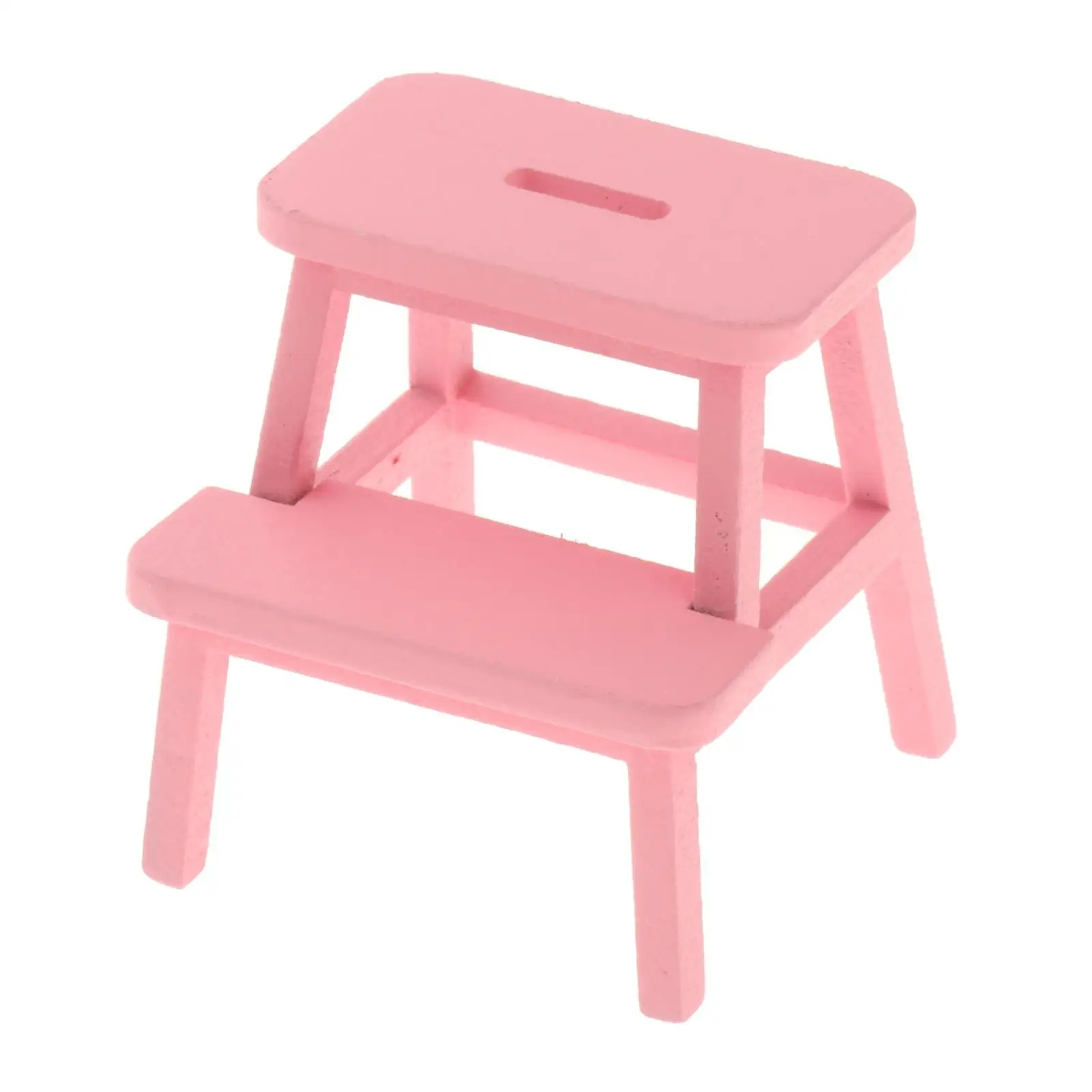 1:12 Scale Dollhouse Step Chair Handpainted Accessory DIY Decoration Two Step Stool Miniature for Doll House Bedroom Kitchen