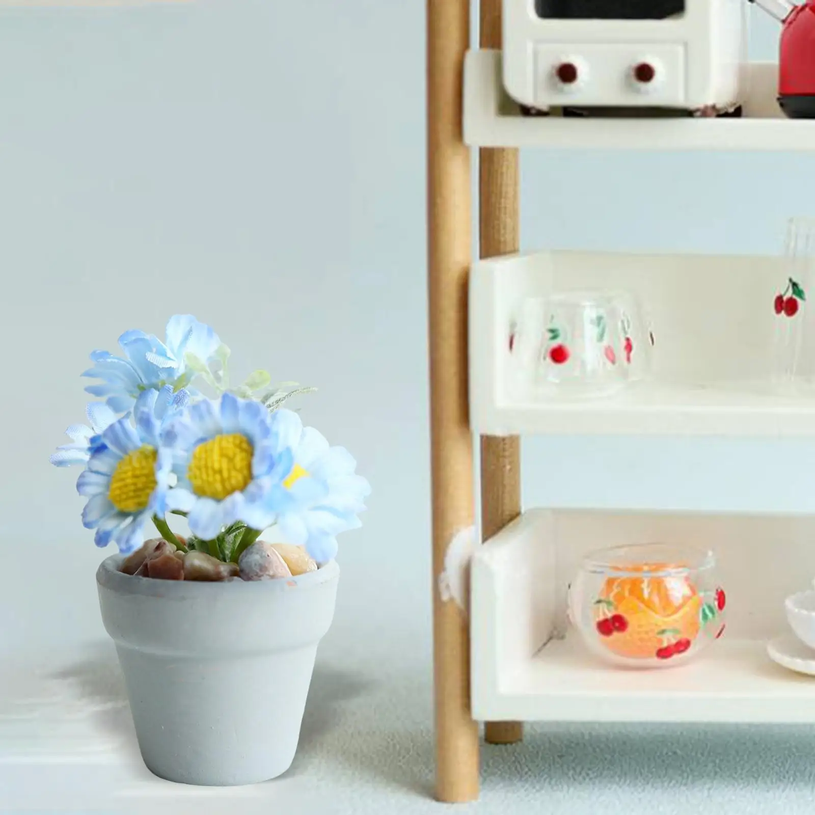 Artificial Bonsai Model Garden Furniture Dollhouse Potted Daisy Flowers Ornaments