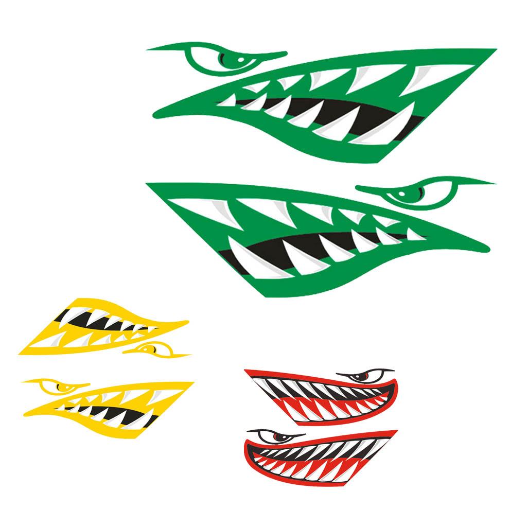 2 Pieces  Mouth Boat Decals Fishing Graphic Sticker (M2051, 14 x 5 inch)