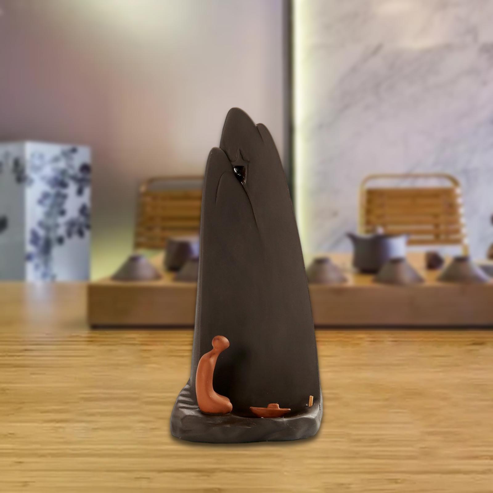 Creative Ceramic Mountain Incense Burner Buddha Statue Smoke Waterfall Handmade Flow Incense Burner for Yoga Room Accessories
