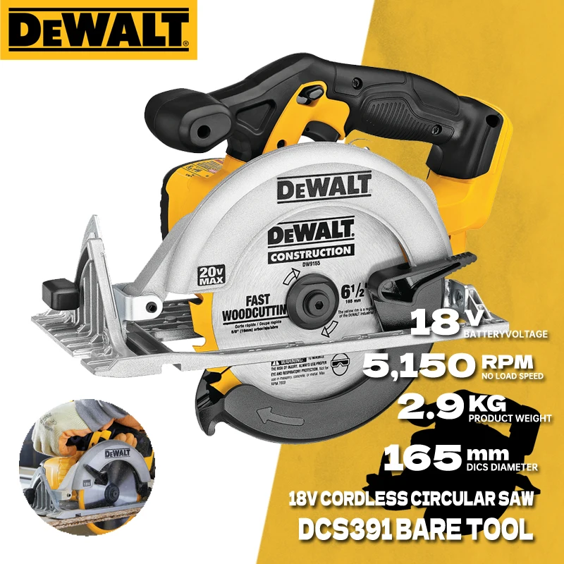 DEWALT DCS391N 18V Cordless Circular Saw For Woodworking | Power Tool