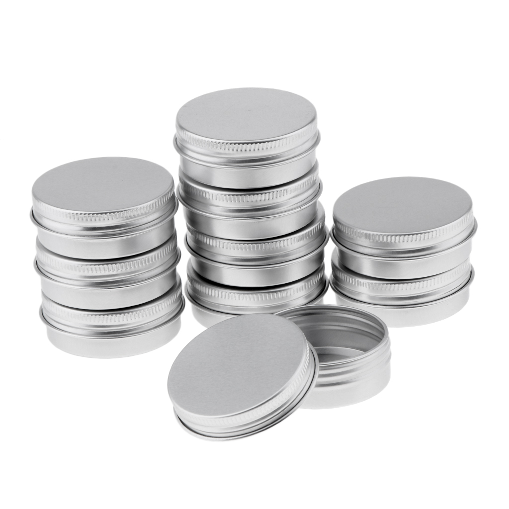  10 Pack Aluminum Tin Cans, Empty Round Tin Jar Pot Cosmetic  Screwtop Lid Cover