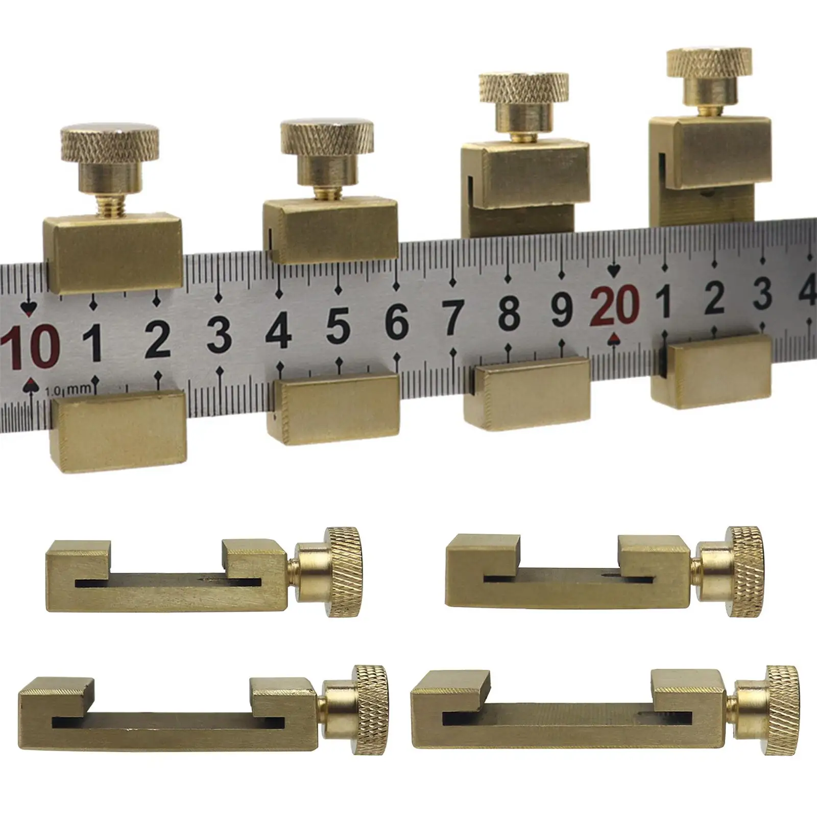 Brass Ruler Positioning Block Marking Locator, Ruler Marking Locator Positioning Carpenter Scriber for Carpenter Measuring