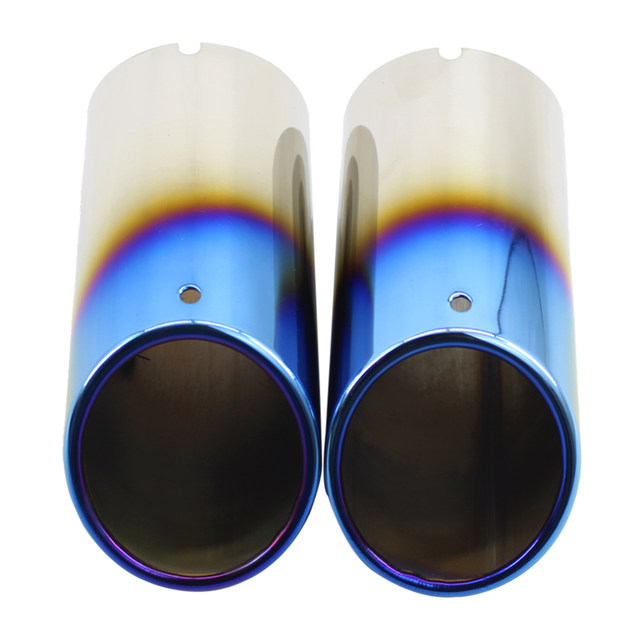 2 pc Chrome Car Rear Round Exhaust  Tail    A4 Easy To Installtion