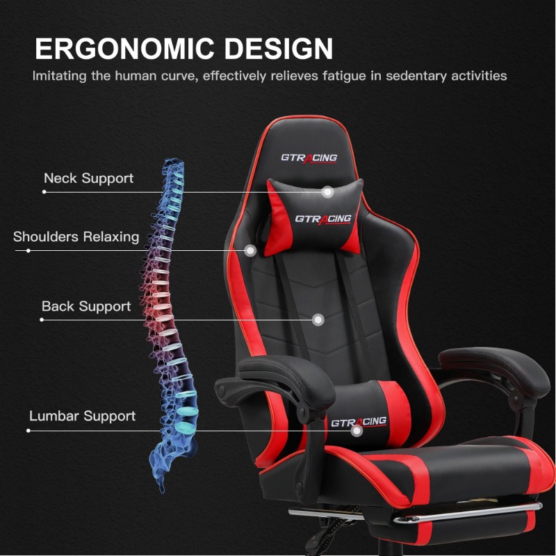 GTRACING GTW200 Reclining & Adjustable Height Gaming Chair with Footr