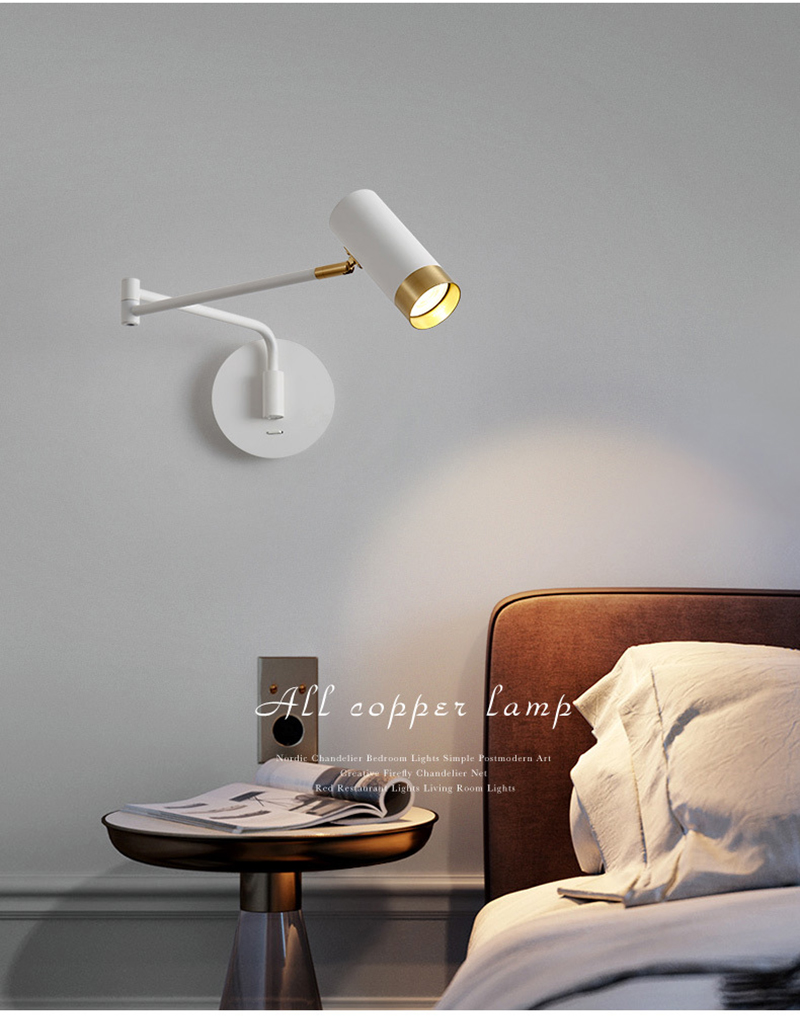 Nordic Creative Adjustable Swinging LED Wall Lamp Living Room Study Folding Telescopic Lights Switch Home Decor Lighting