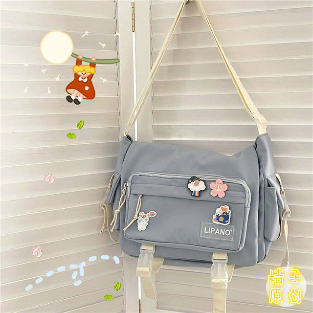 Messenger Bag Japanese Handbags School Korean Single Shoulder Girl Student  Hong Kong Style Retro Large Capacity Postman Women's