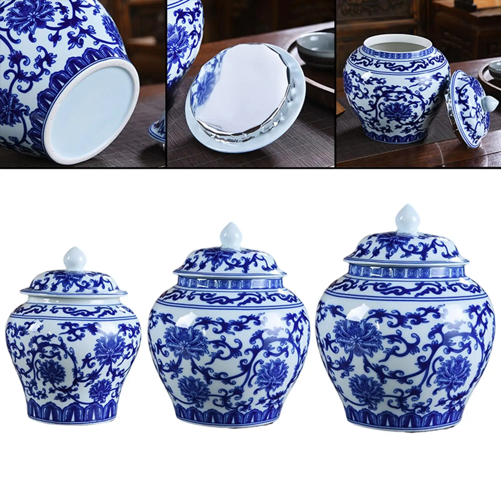 Plum Blossom Porcelain Tea Storage Jar with Lid Beautiful for Home Dining