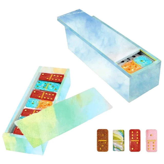 Dominoes Epoxy Resin Mold Dominoes Storage Box Silicone Mold DIY Crafts  Jewelry Storage Case Holder Casting
