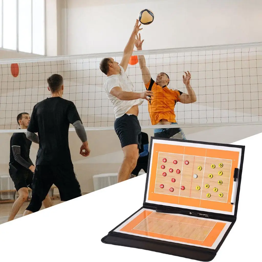 Foldable 2-Sided Volleyball Coaching Clipboard Kit with  Portable Sports  Equipment