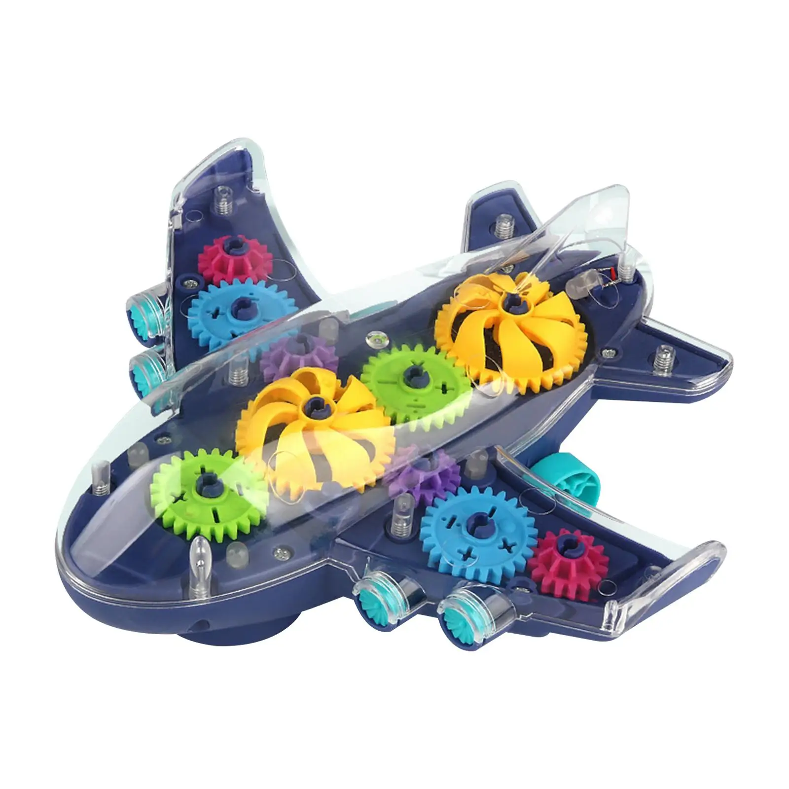 Electric Airplane with Visible Colored Moving Gears for Children