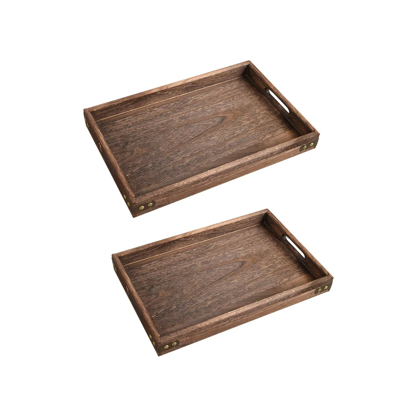 Rustic Wood Serving Tray Platter Food Trays Convenient Lightweight for Breakfast Sofa Couch Tray Rectangular Multipurpose