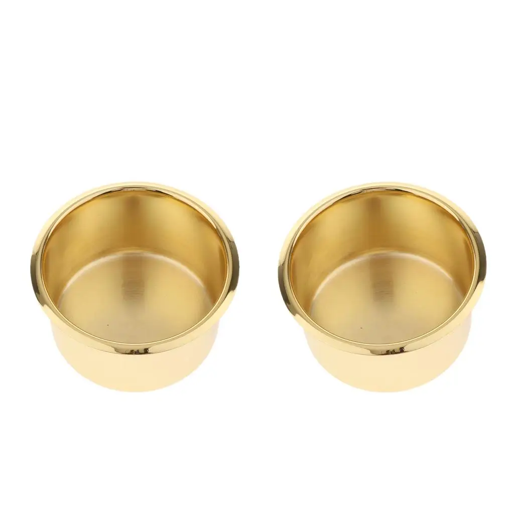 Pack of 2 Gold Aluminum Cup Drink Holder Recessed for Marine Boat  90x55mm / 3.54 x 2.17 inch