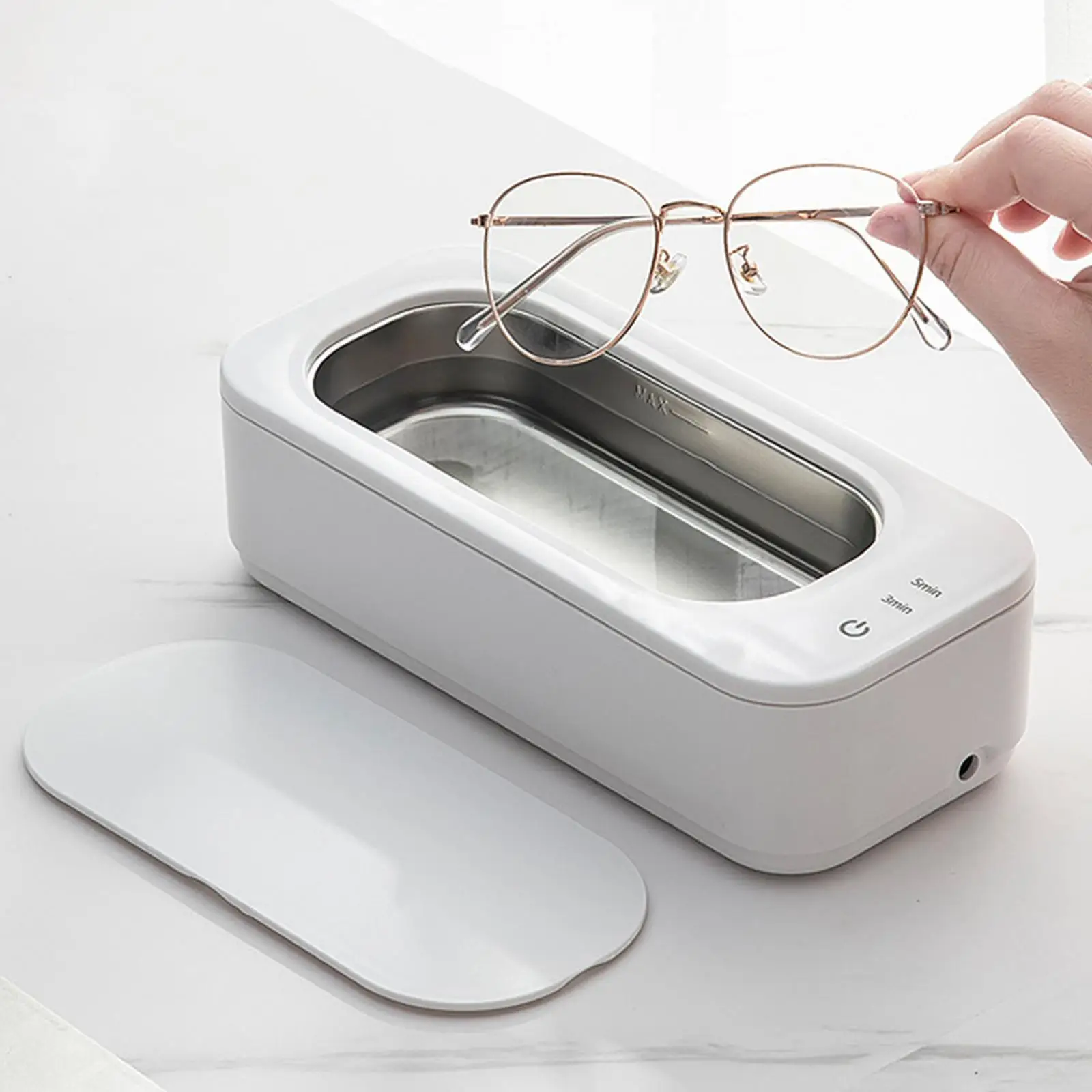 Ultrasonic Jewelry Cleaner for Glasses Shaving Heads Coins Rings Necklace