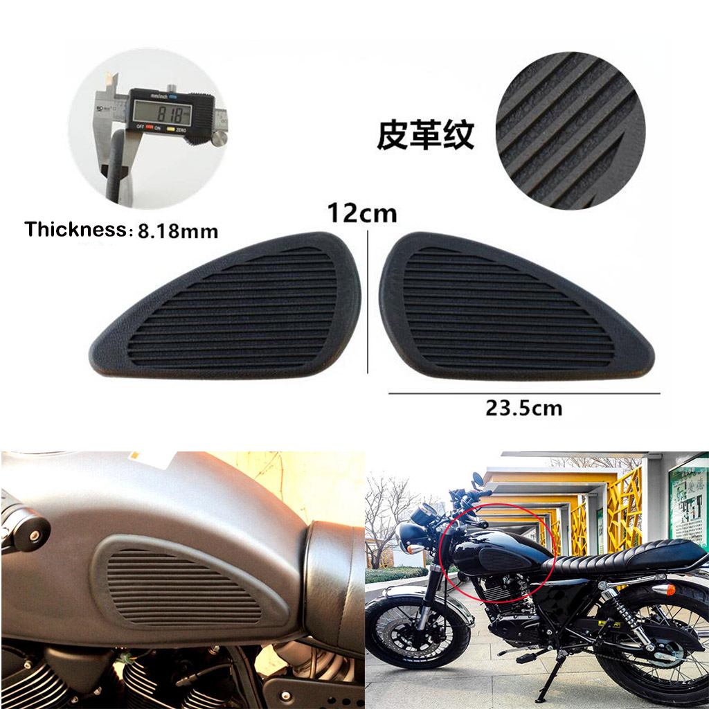 2Pcs Motorcycle PU Leather Fuel Oil Gas Tank Traction Pads Protector - 235 x 120