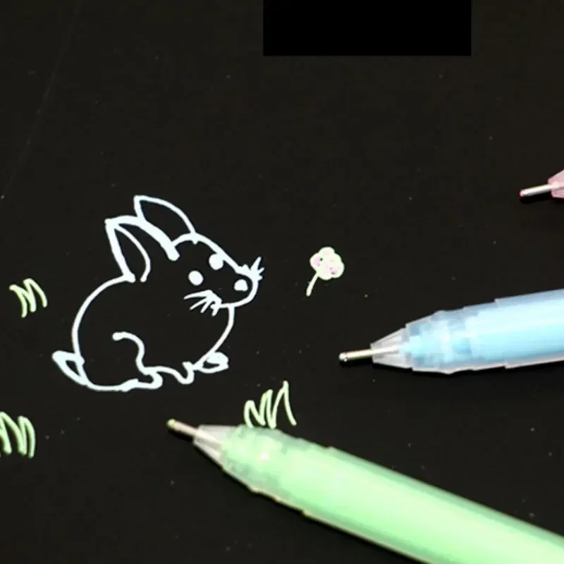 9 Teile/satz 0,6mm Weiß Gold Silber Tinte Farbe Fotoalbum Gel Stift Schreibwaren Büro Nette Scrapbooking Große Kapazität Stift für Kinder – Detail 2