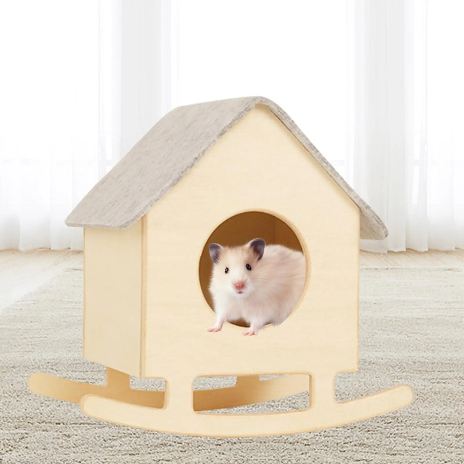 Hamster Wood House Nesting Platform Bed Hide Supplies Habitats Decor Hut Exploration Toy for Hamster Mouse Gerbils Rat Lemmings