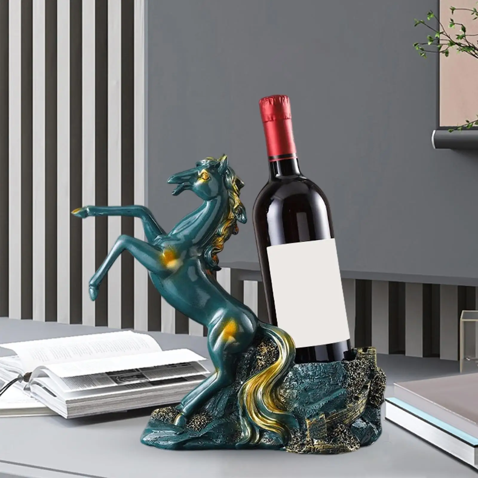 Wine Rack Horse Statues Nordic Style Wine Bottle Holder Stand Decorative Wine Display Shelf for Party Decorations