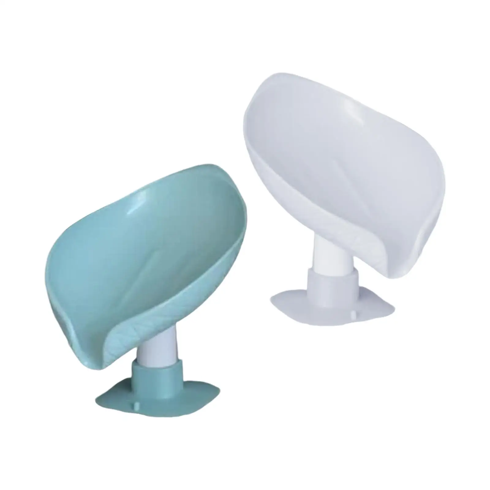 Self Draining Soap Dish with Suction Cup Soap Box Soap Container Leaf Shape Soap Saver Dish for Countertop bar Accessory