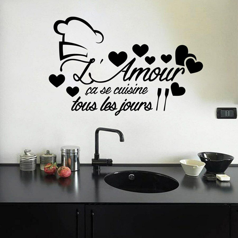 Wall Sticker French Quotes S Muraux Citation L Amour Cuisine Kitchen Modern Romantic Resturant Removable Vinyl Decor Decals Aliexpress