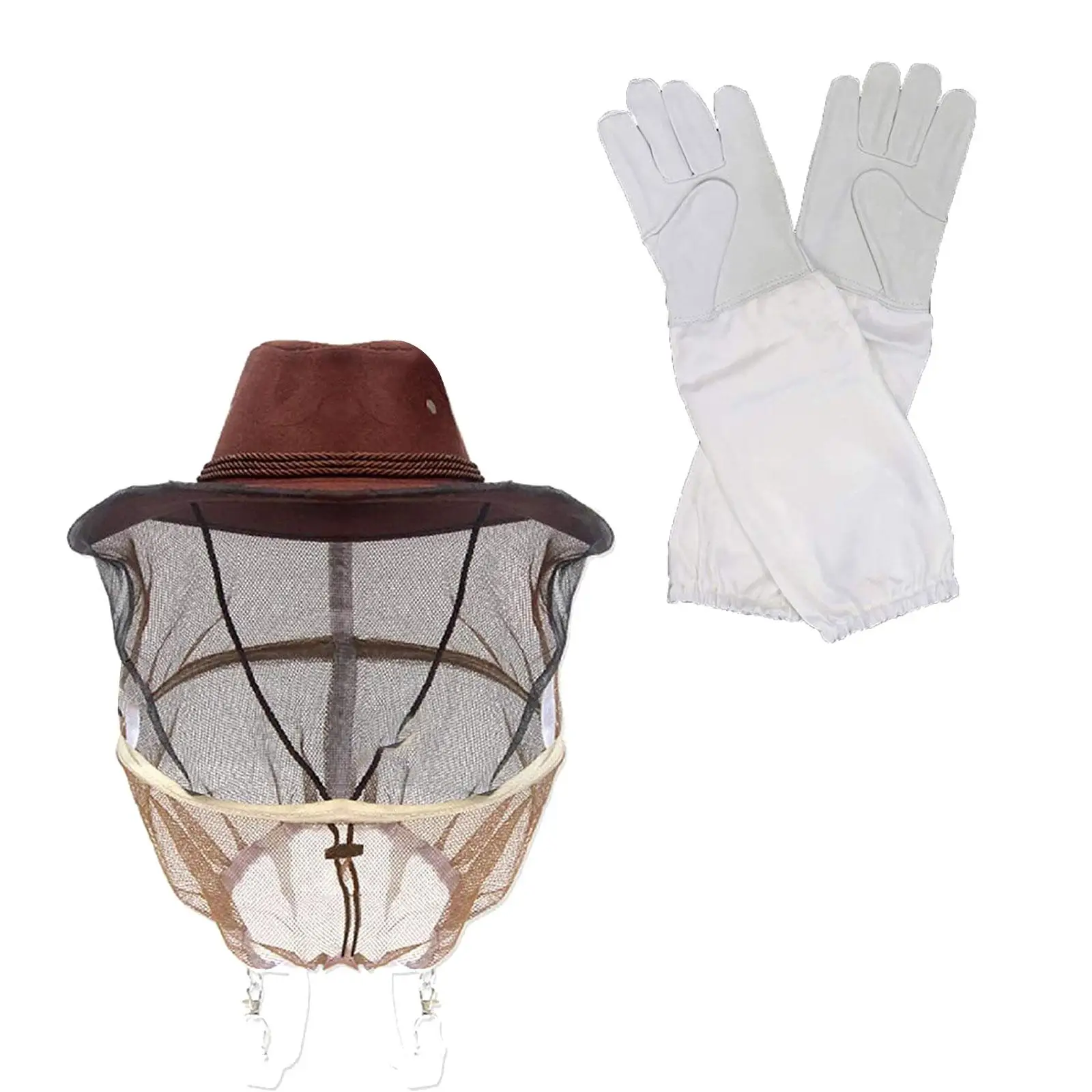 Beekeeper Cowboy Hat with  and Gloves Anti Bee for Men Women Protection