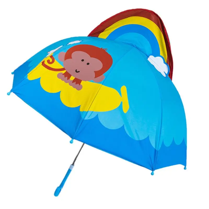 Children Umbrella Boys Girls Cartoon With Animal Ears Umbrella Custom Princess Long Handle Safe Light Portable Umbrella baby stroller accessories online	