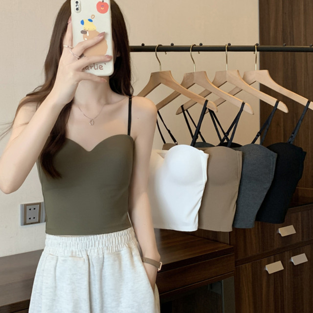 Korea Style Colorblock Striped Camisole Female Summer Cross Strap