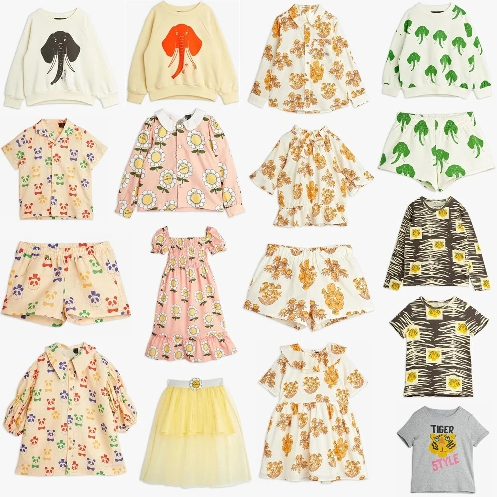 Girls Clothing Set Mini Brand 2022 New Summer Boys T-Shirts Cartoon Toddler Girl Dresses Casual Cotton Pants Child Kids Clothes clothes set color	