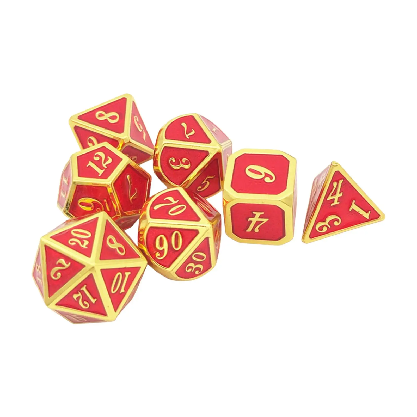 Metal Polyhedral Dice 7Pcs Set Portable Aluminum Alloy for Teaching Projects