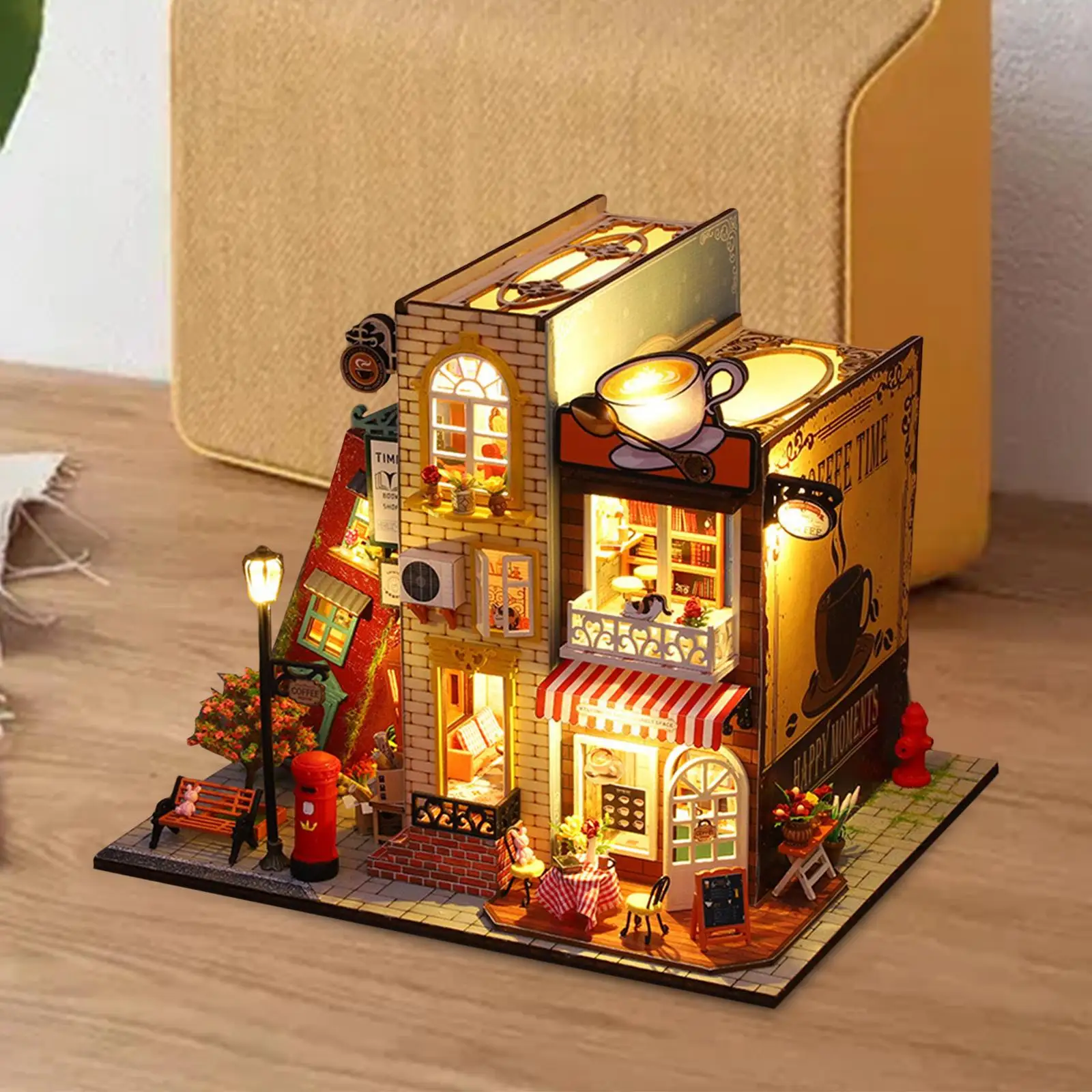 Dollhouse DIY Kit Creative Room Wooden Dollhouse Miniature Kit for Cabinet Decor