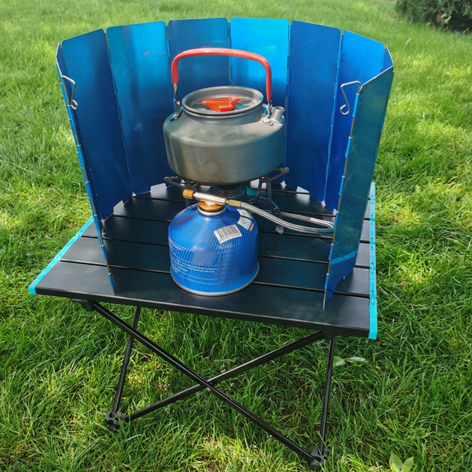 10 Plates Folding Wind Shield Camping Stove Windscreen Windshield Wind Protection Picnic Stove Windshield for Outdoor BBQ Picnic