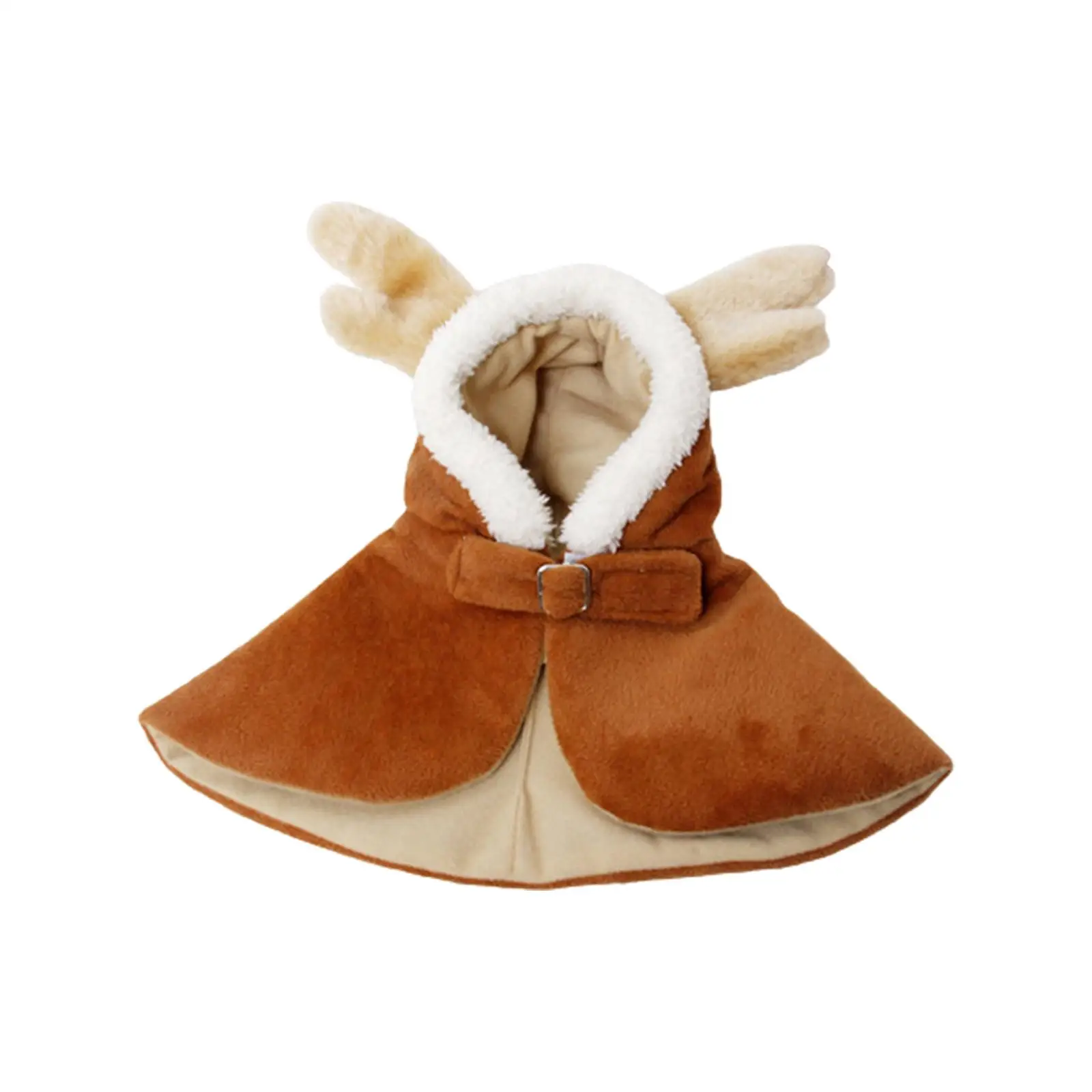 Pet Cat Cosplay Deer Costume Cloak Clothes Plush Warm Pet Reindeer Dress Outfits Hat Apparel for Dress Holiday Party Decoration