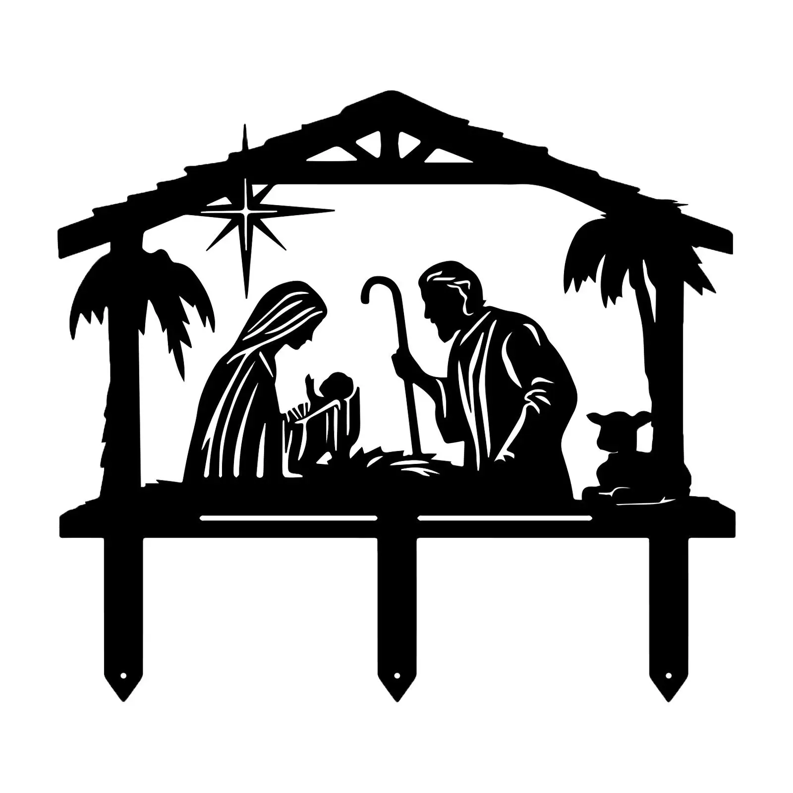 Nativity Scene Outdoor Yard Stakes Nativity Scene Yard Sign Display Silhouette Stake for Lawn Christmas Outdoor Holiday Garden