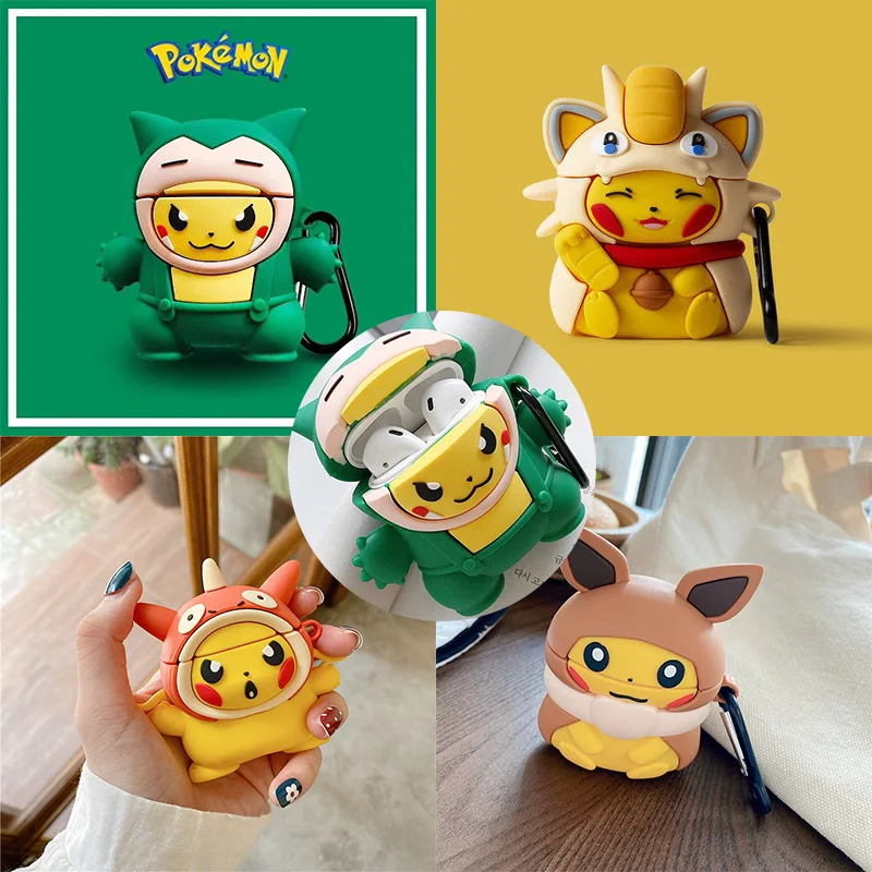 Pokemon Pikachu Silicone Case for Apple AirPods 1 2 Pro Cartoon Character Modeling 3D Wireless Earphone Shell Animation Cute