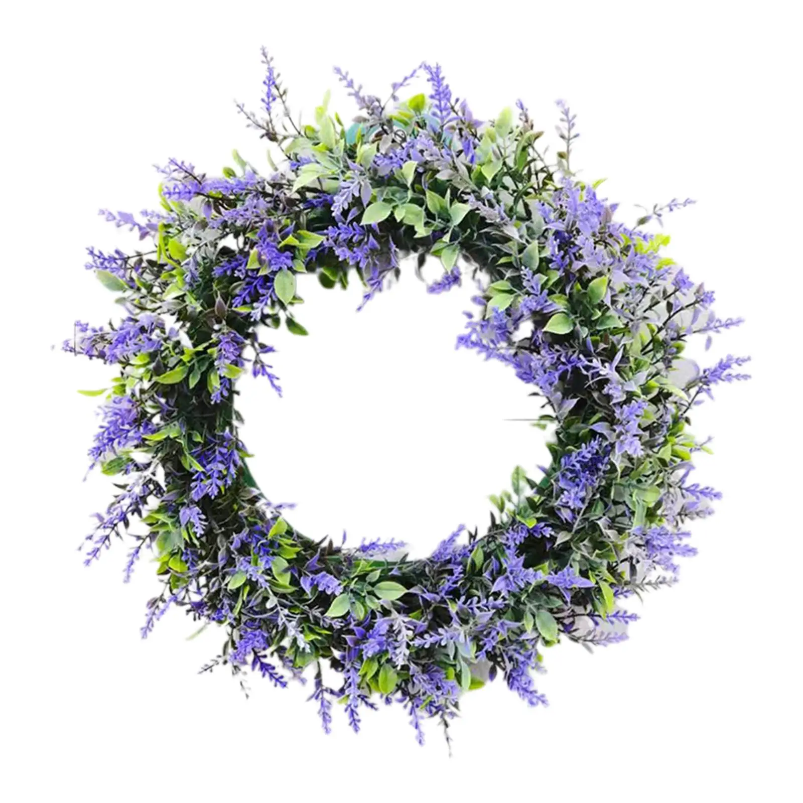 43cm Lavender Wreath Hanging Farmhouse Wreath Silk  Garland Floral Flower for Front Door Outdoor All  Festival