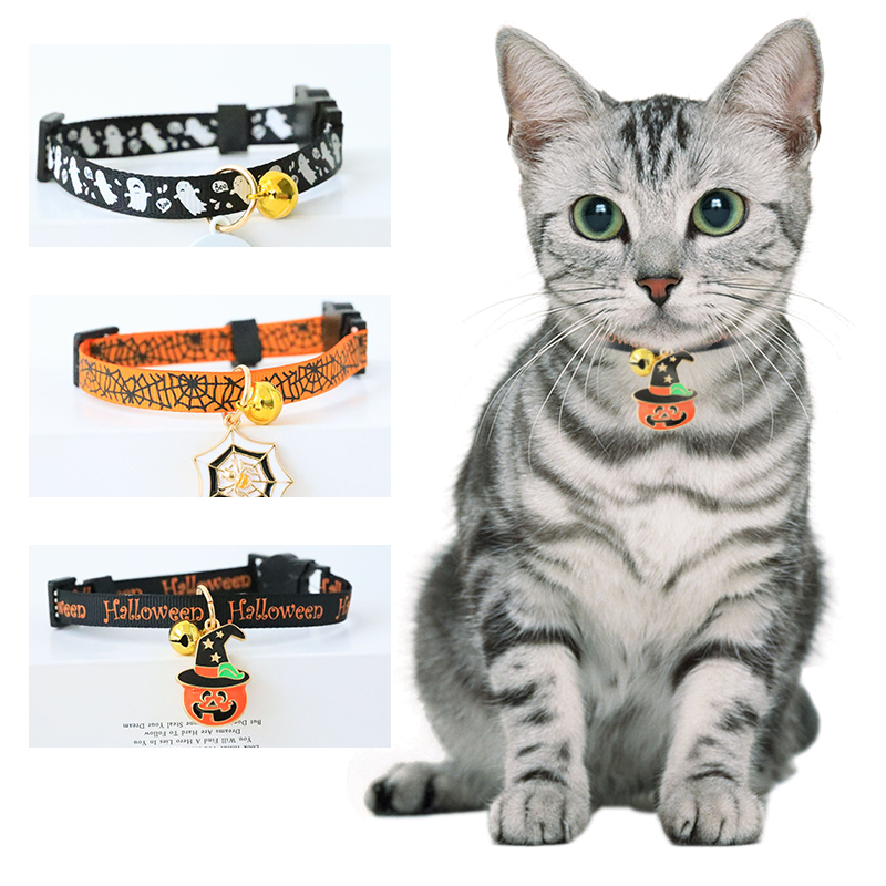 Title 1, Halloween Cat Collars Adjustable Pet Collar Dog...