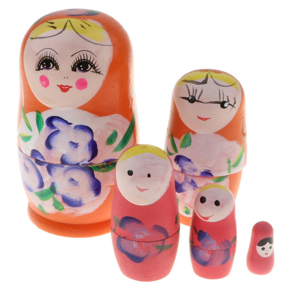 Russian Dolls Matrioska 5 Layers Hand Painted Nesting Christmas Birthday Gift for Children