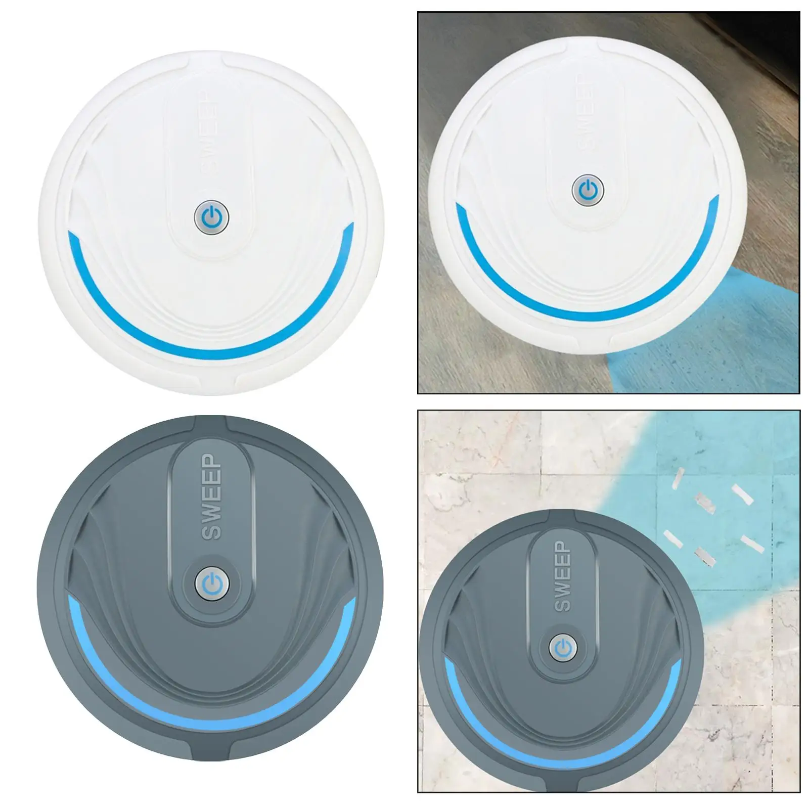  Robot Vacuum Cleaner Low  USB Rechargeable 60 Min Runtime 2100mAh Electric Vacuum Cleaner for Corner Small Particles Pet Hair