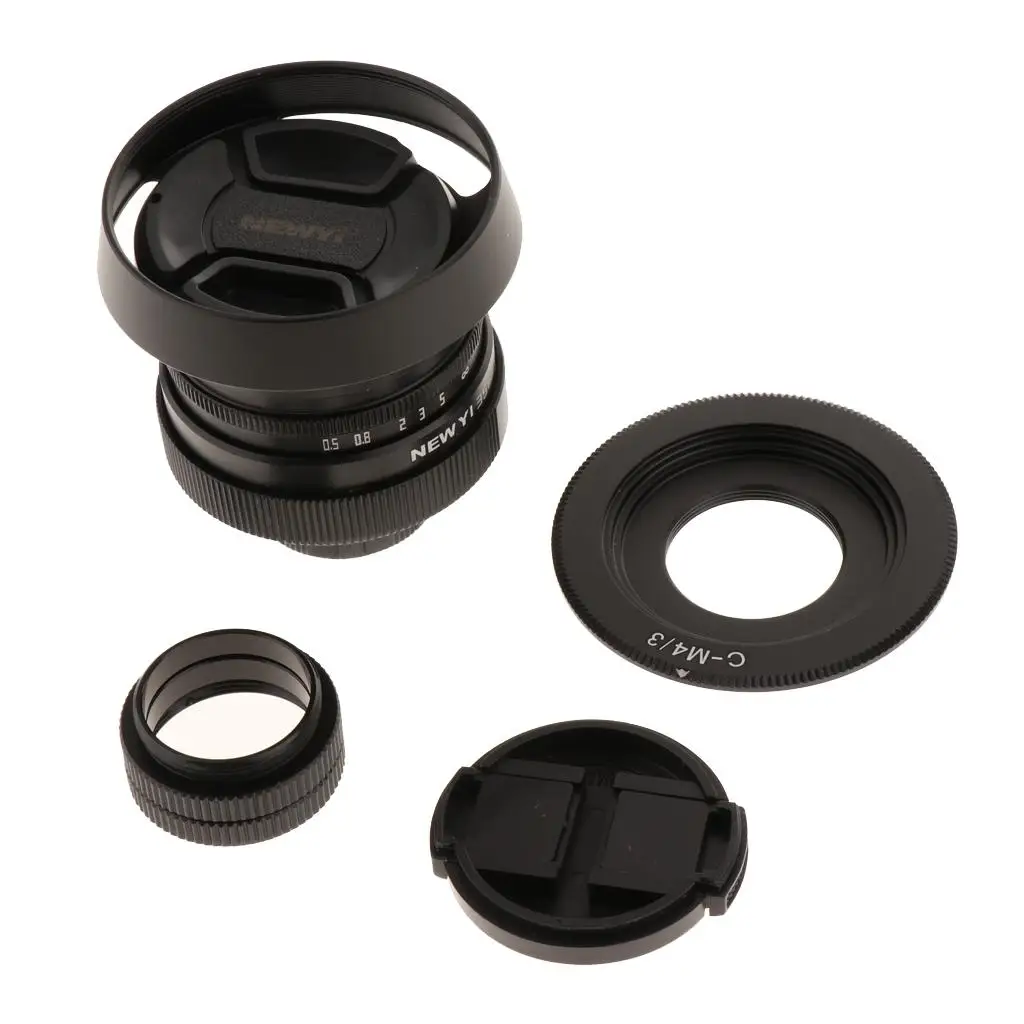 35mm F1.6 APS-C C Mount Lens with Adapter 4/3 Mount Mirrorless Camera (Black)