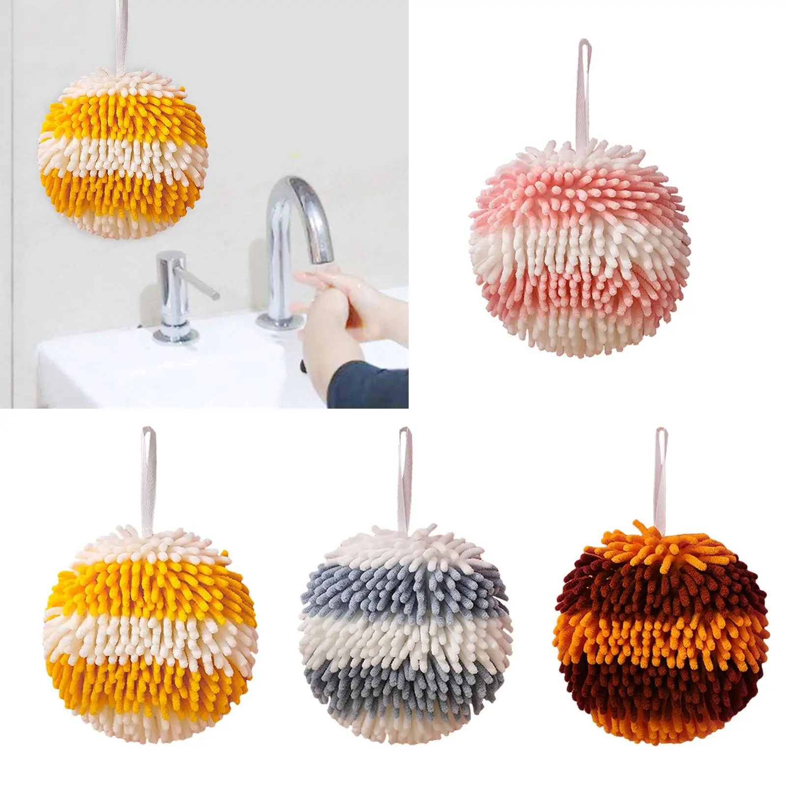 Hand Towel Hand Wash Cleaning Cloth Fast Drying Chenille Ball Towels Washcloths for Kitchen Laundry Room Bathroom Shower Toilet