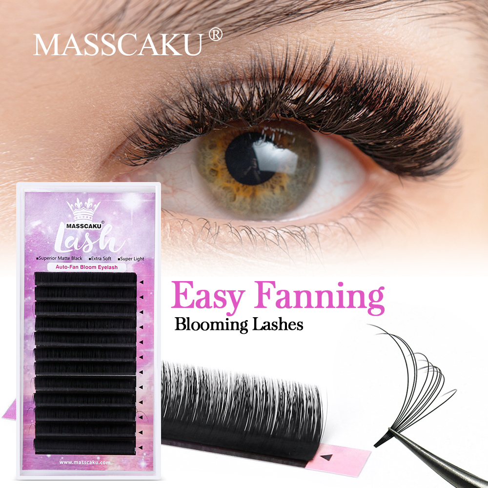 Best of MASSCAKU Eyelash Extension D Curl 0.07 Rapid Volume Lash Extensions Easy Fan Automatic Blooming Flower Lashes Reviews & Tips