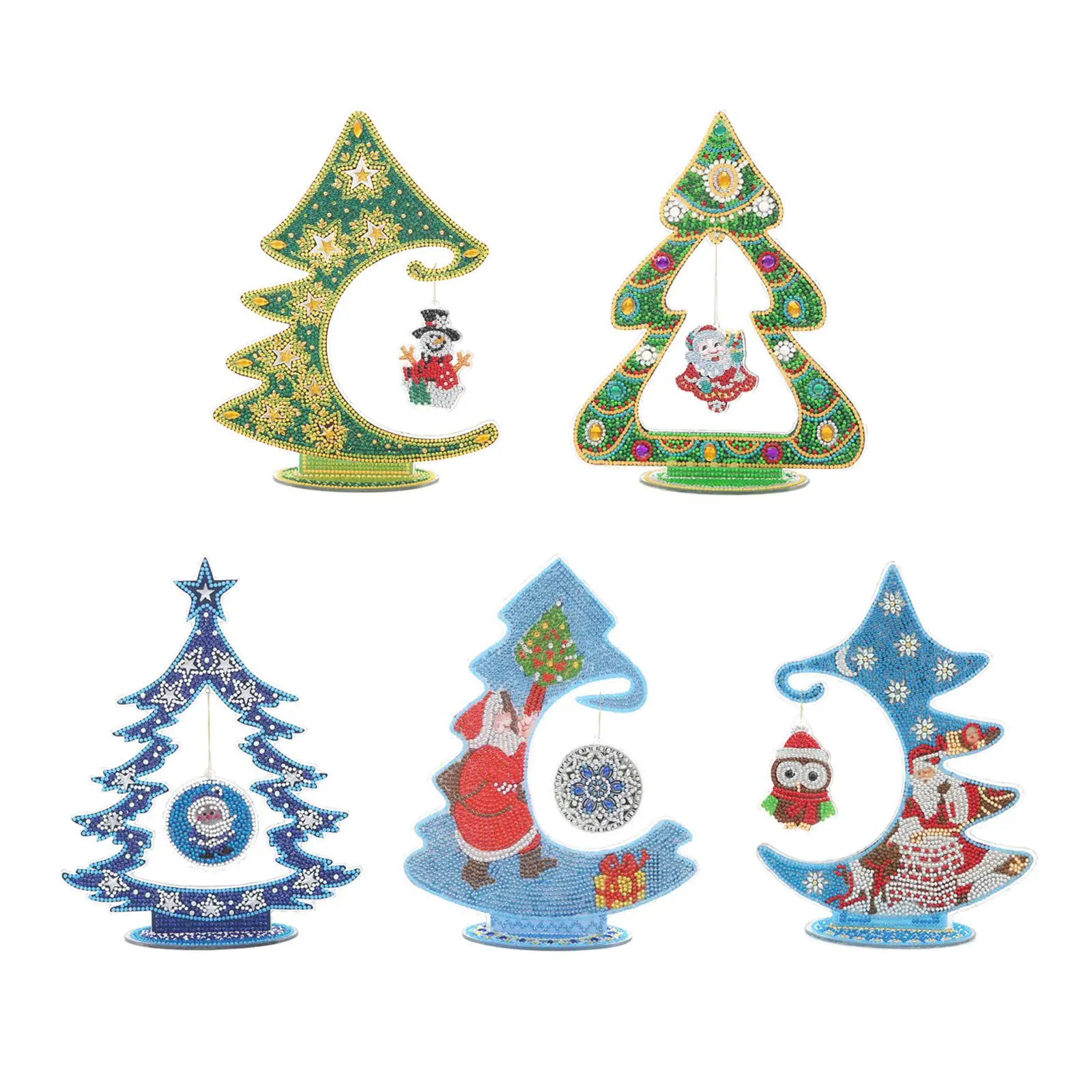 Christmas Tree Diamond ,  5 Christmas Tree Ornaments,  Craft Kits