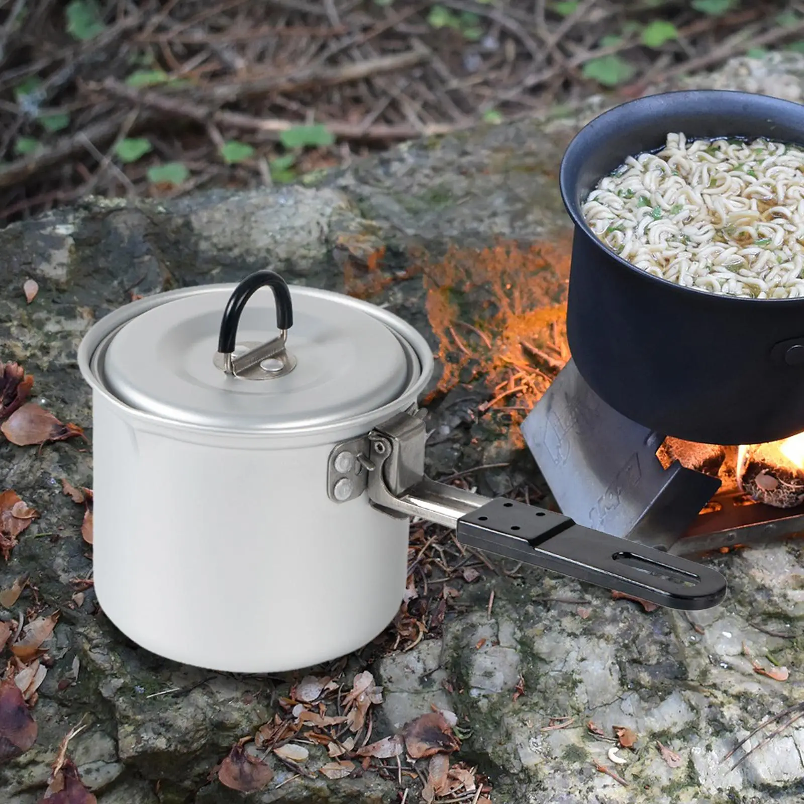 Camping Pot Cookware Picnic Pan Bowl Cooking Pot for Fishing Travel Trekking