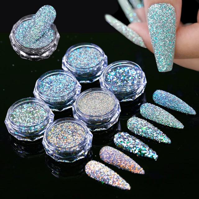 1Box Reflective Nail Glitter Powder For Nails Iridescent Flakes Sequins  Dust Sparkly Flash Disco Polish Gel Dust Chrome Pigments