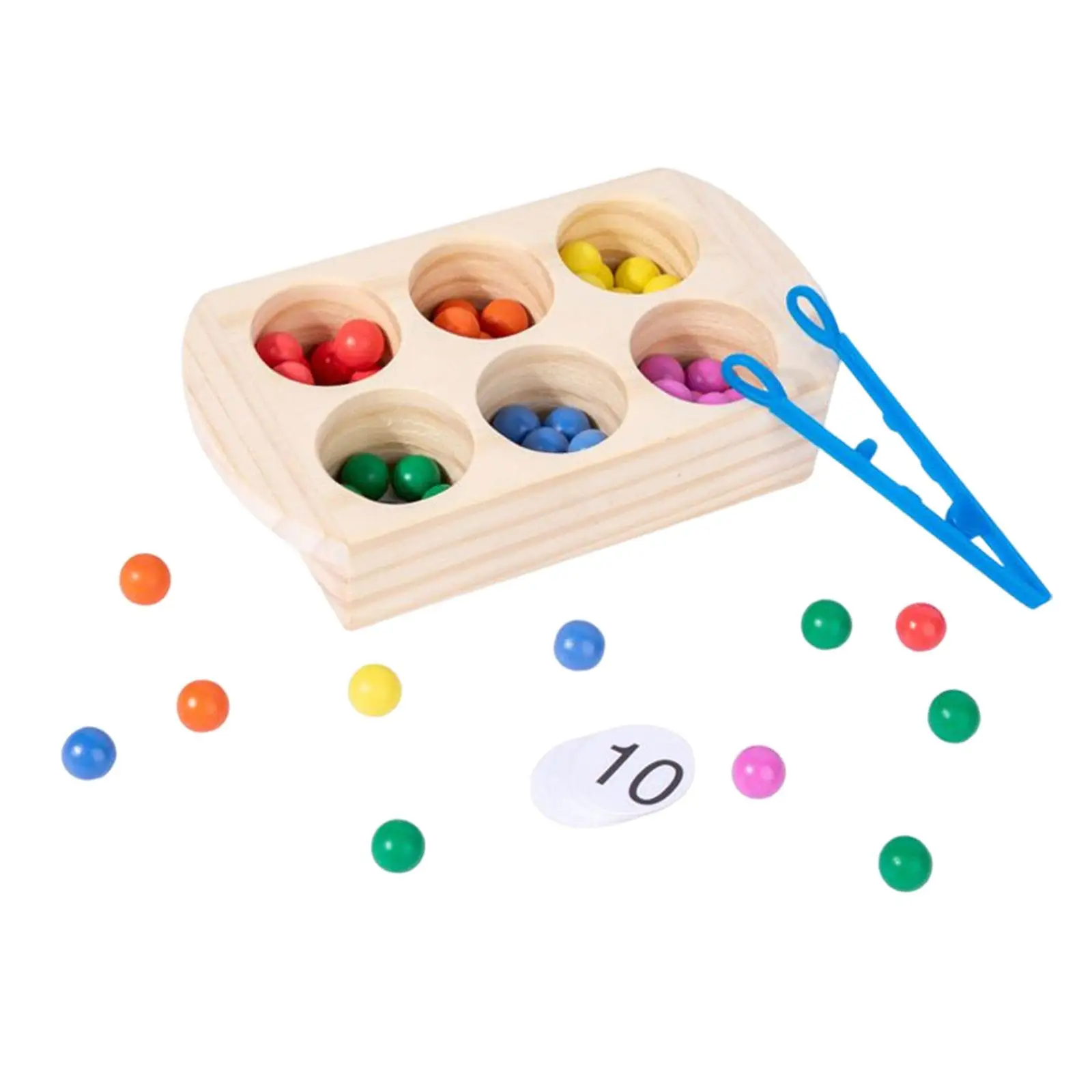 Wooden Clip Beads Board Game Color Sorting Toys Wooden Board Bead montessori Board for Color Recognition Travel Activities