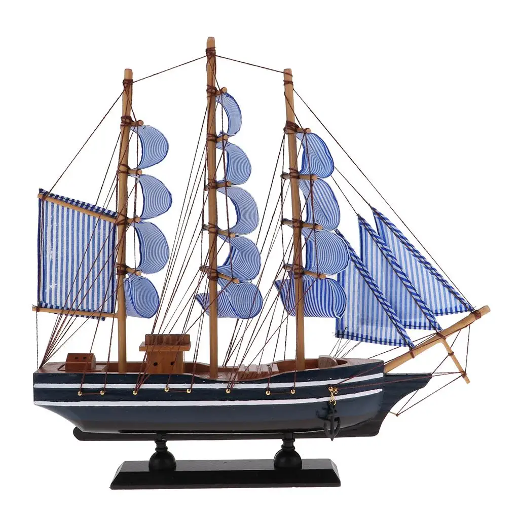 Mediterranean Pirate Ship Sailboat Wood Model Decorative Nautical Decor New