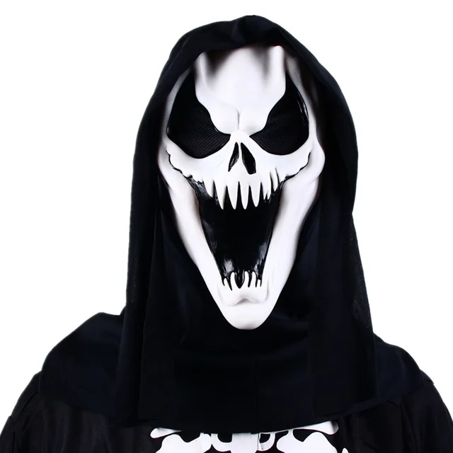  behanco Scream Mask Ghost Face Mask Halloween Full Face Mask  Adult Child Grim Reaper Monolithic Scary Face Ghost Festival Screaming  Skull