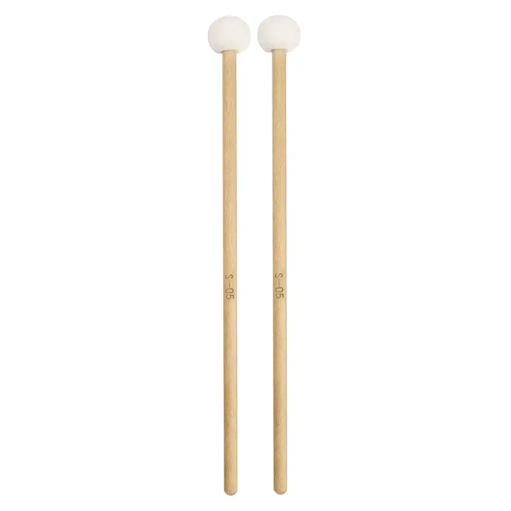 1 Pair 15 Inch Wood Handle Mallets Timpani Stick Felt Mallet Soft,